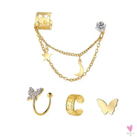 New Gold/Silver Color Leaves Clip Earrings for Women/Men - Fashion Ear Cuff. Non-Piercing Earring Sets Sweet T 52