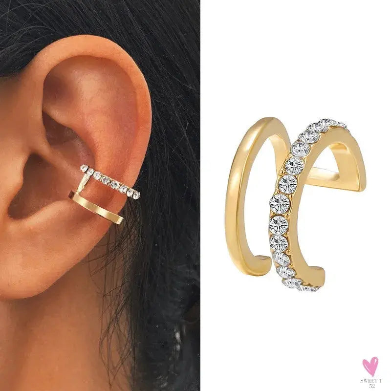 New Gold/Silver Color Leaves Clip Earrings for Women/Men - Fashion Ear Cuff. Non-Piercing Earring Sets Sweet T 52