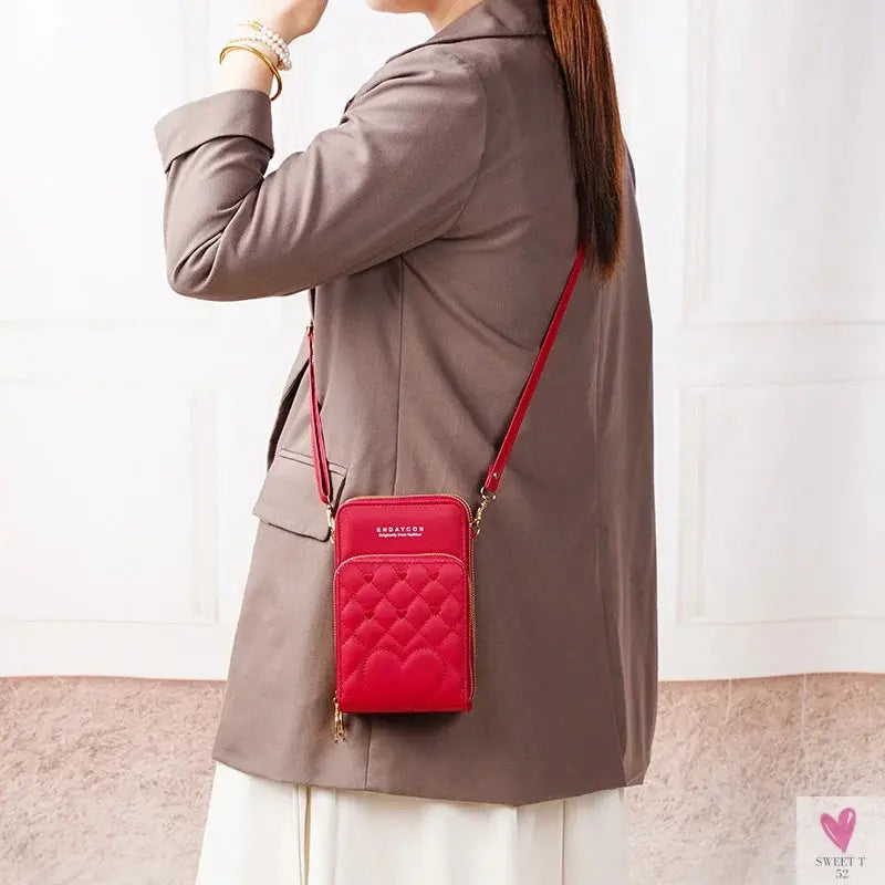 New Large Capacity Multi-Functional Fashion Simple Shoulder Small Bag Shoulder Three Layers Zip-up Mobile Phone Bag Women's SWEET T 52