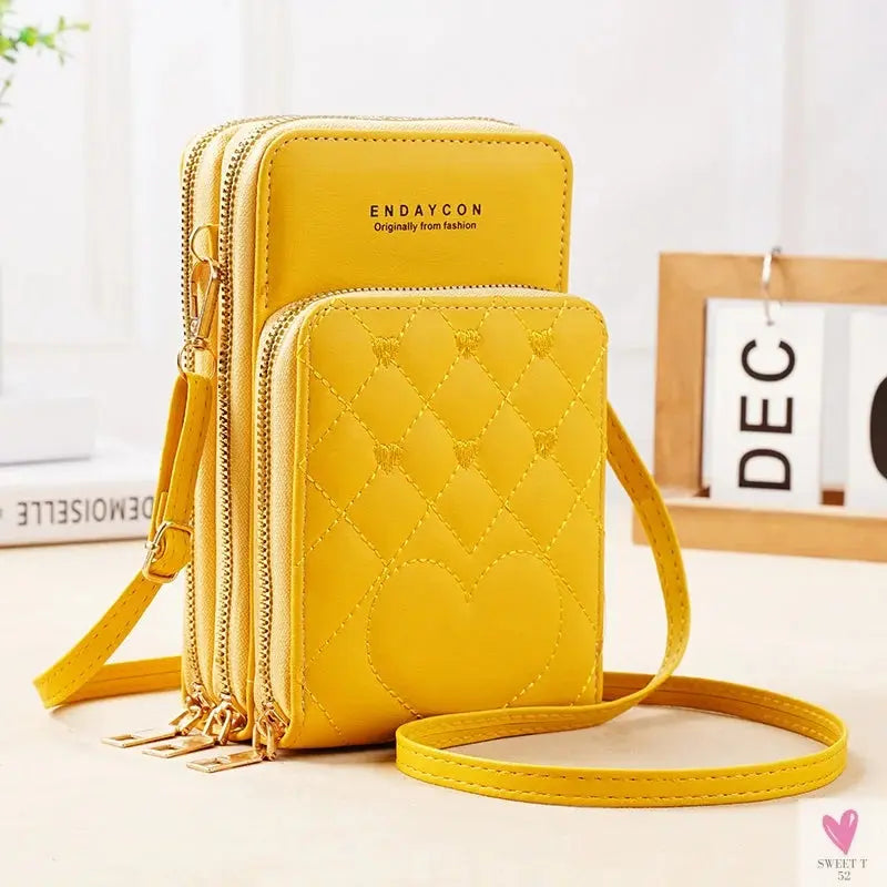New Large Capacity Multi-Functional Fashion Simple Shoulder Small Bag Shoulder Three Layers Zip-up Mobile Phone Bag Women's SWEET T 52