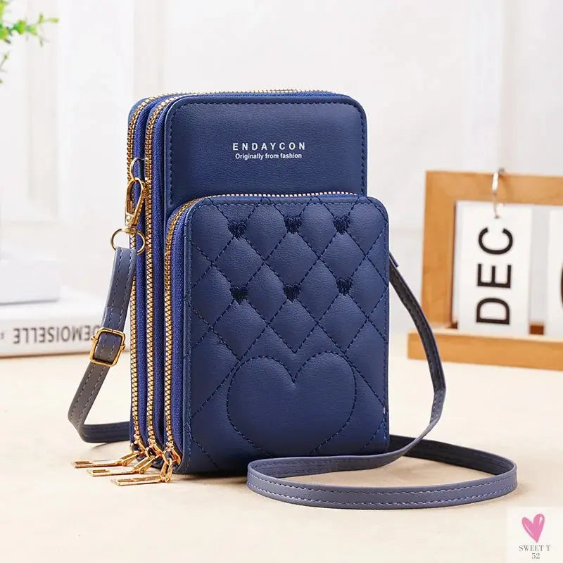 New Large Capacity Multi-Functional Fashion Simple Shoulder Small Bag Shoulder Three Layers Zip-up Mobile Phone Bag Women's SWEET T 52