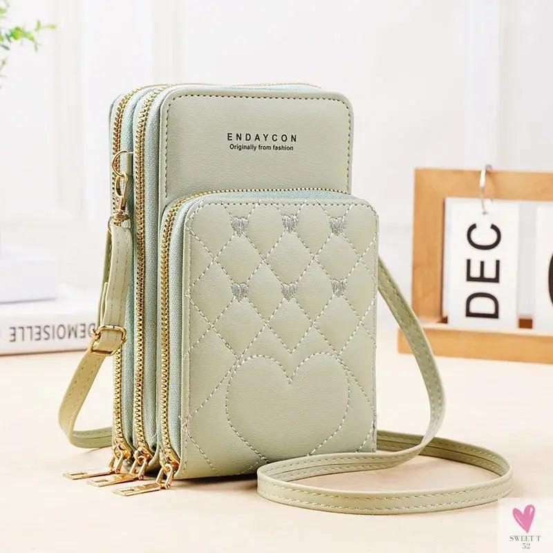 New Large Capacity Multi-Functional Fashion Simple Shoulder Small Bag Shoulder Three Layers Zip-up Mobile Phone Bag Women's SWEET T 52