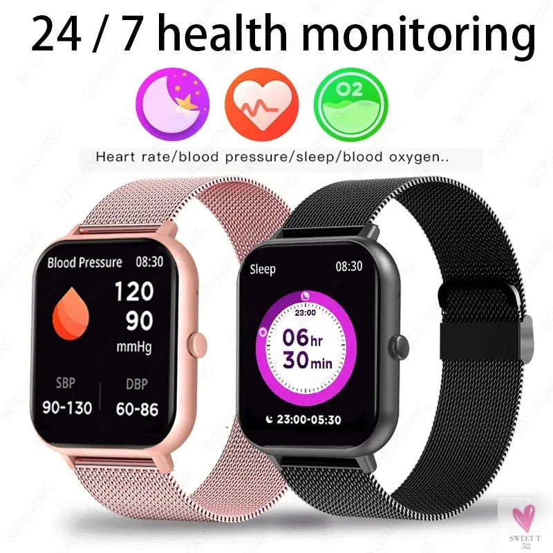 New Smart Watch for Men/Women - Heart Rate, Blood Pressure, Fitness Tracker, Bluetooth Call, Smart Watch Sweet T 52