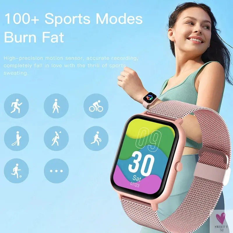 New Smart Watch for Men/Women - Heart Rate, Blood Pressure, Fitness Tracker, Bluetooth Call, Smart Watch Sweet T 52