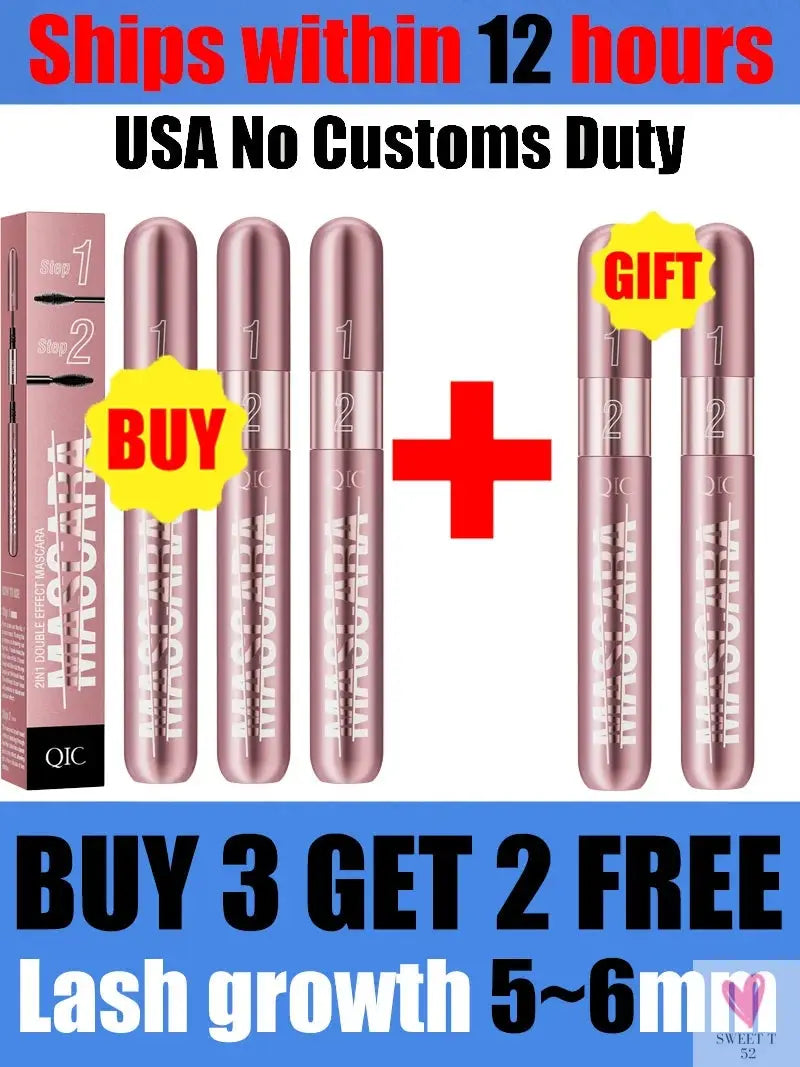 New rose gold double-effect mascara, dense and slender, two-in-one, waterproof and non-smudging curled mascara. Sweet T 52