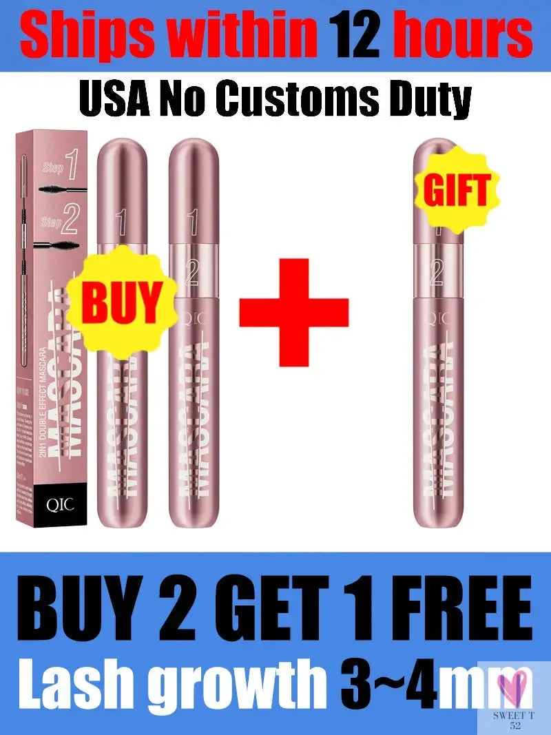 New rose gold double-effect mascara, dense and slender, two-in-one, waterproof and non-smudging curled mascara. Sweet T 52