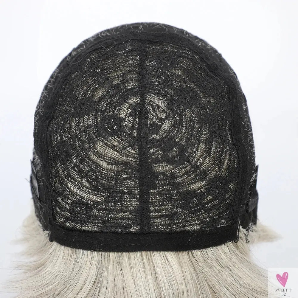 Ombre Grey Short Pixie Cut Wigs with Bangs - Salt and Pepper Human Hair Wigs, Pre Plucked Glueless Gray Bob Wig Sweet T 52