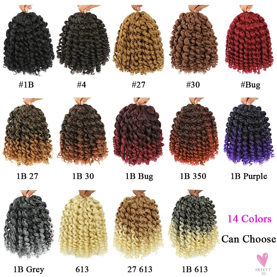 Ombre Jumpy Wand Curl Crochet Hair, 14 Colors, 20 Roots Jamaican Twist Synthetic Braid Hair for Women Sweet T 52