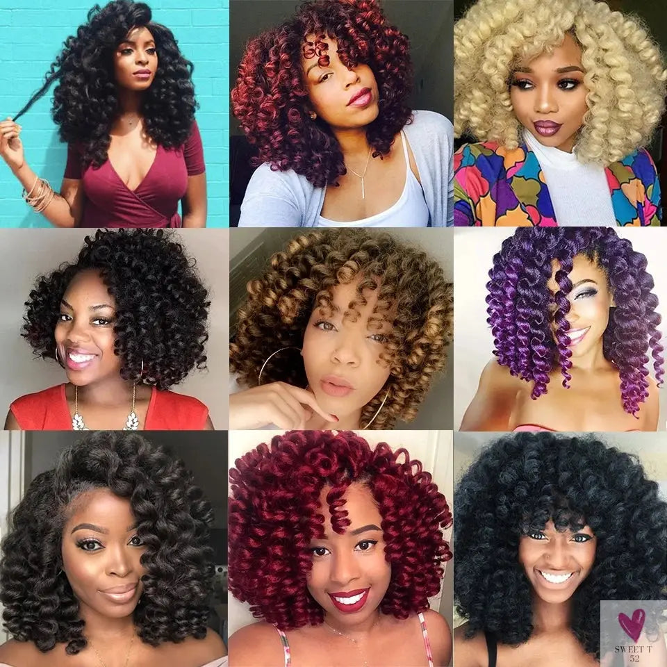 Ombre Jumpy Wand Curl Crochet Hair, 14 Colors, 20 Roots Jamaican Twist Synthetic Braid Hair for Women Sweet T 52