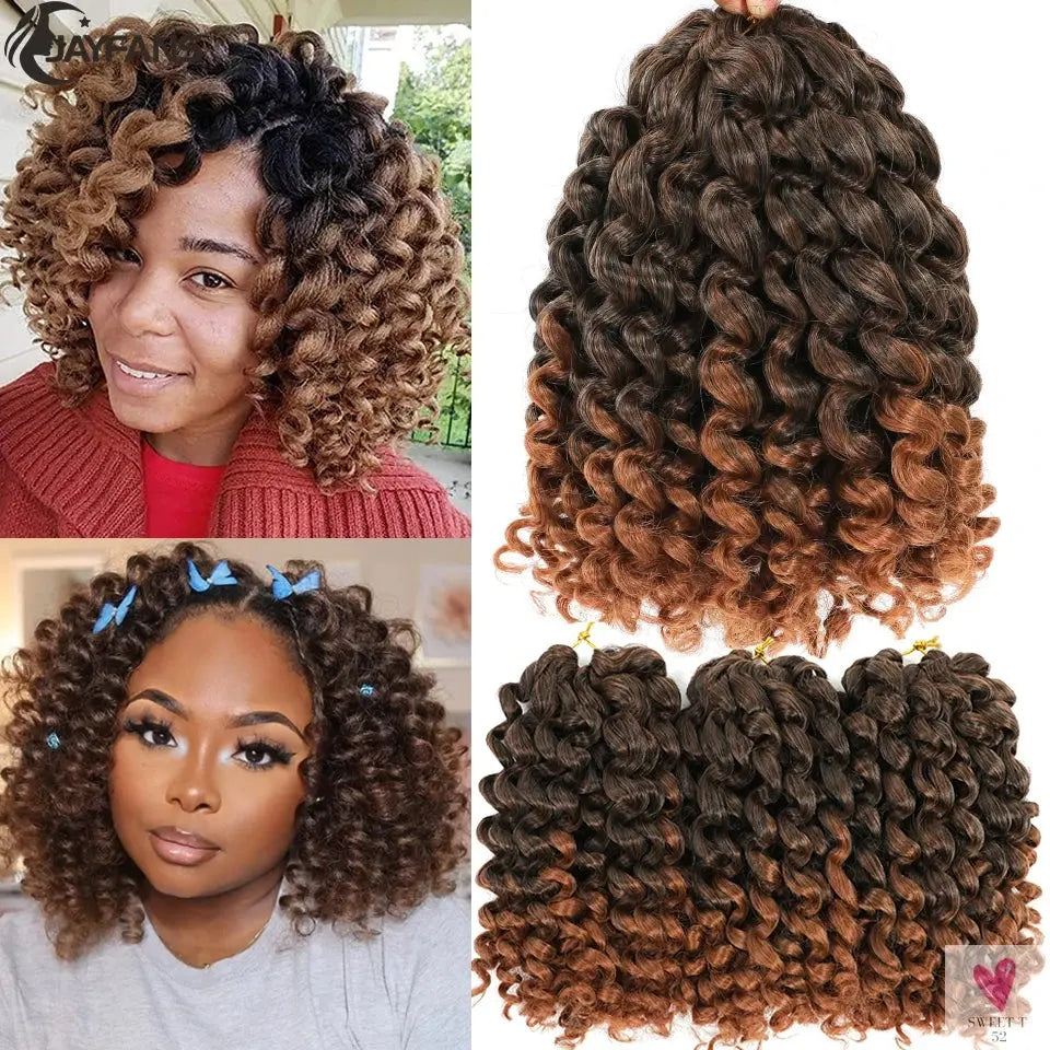 Ombre Jumpy Wand Curl Crochet Hair, 14 Colors, 20 Roots Jamaican Twist Synthetic Braid Hair for Women Sweet T 52