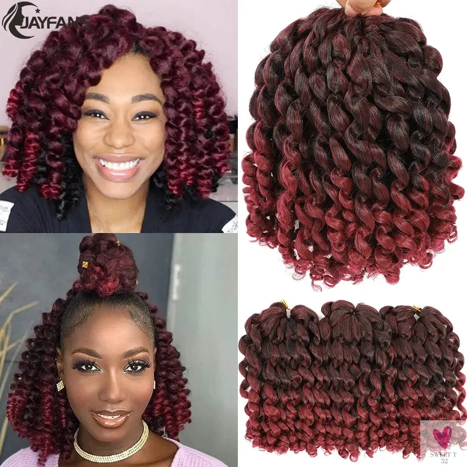 Ombre Jumpy Wand Curl Crochet Hair, 14 Colors, 20 Roots Jamaican Twist Synthetic Braid Hair for Women Sweet T 52