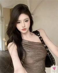 One Shoulder Crop Top, Vintage Retro Cut Crop Top, for Women and Girls