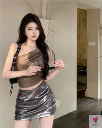 One Shoulder Crop Top, Vintage Retro Cut Crop Top, for Women and Girls