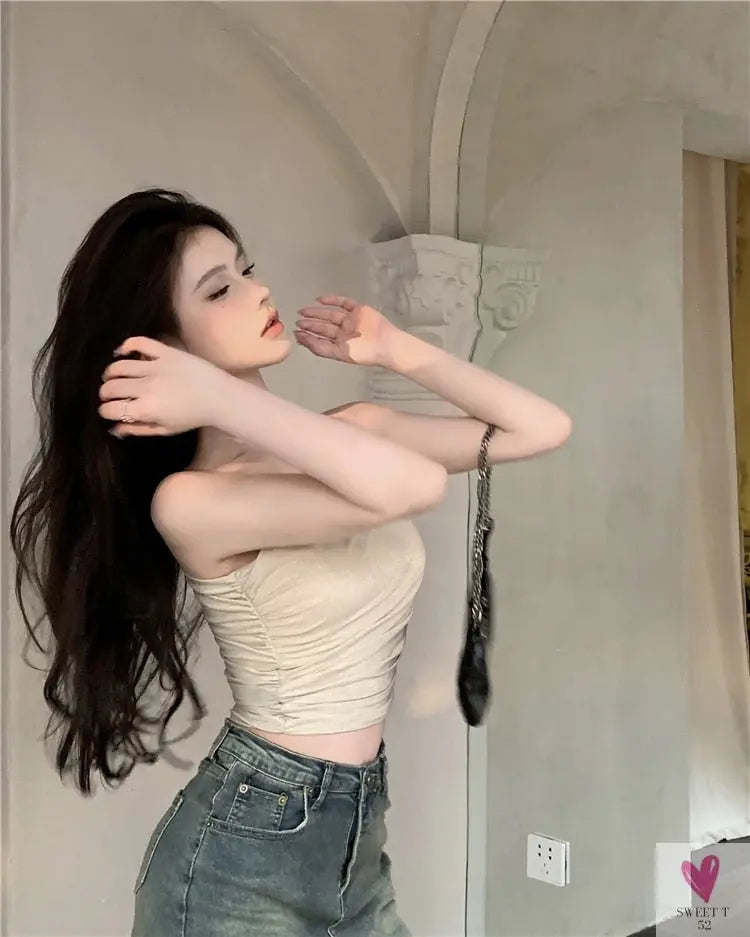 One Shoulder Crop Top, Vintage Retro Cut Crop Top, for Women and Girls