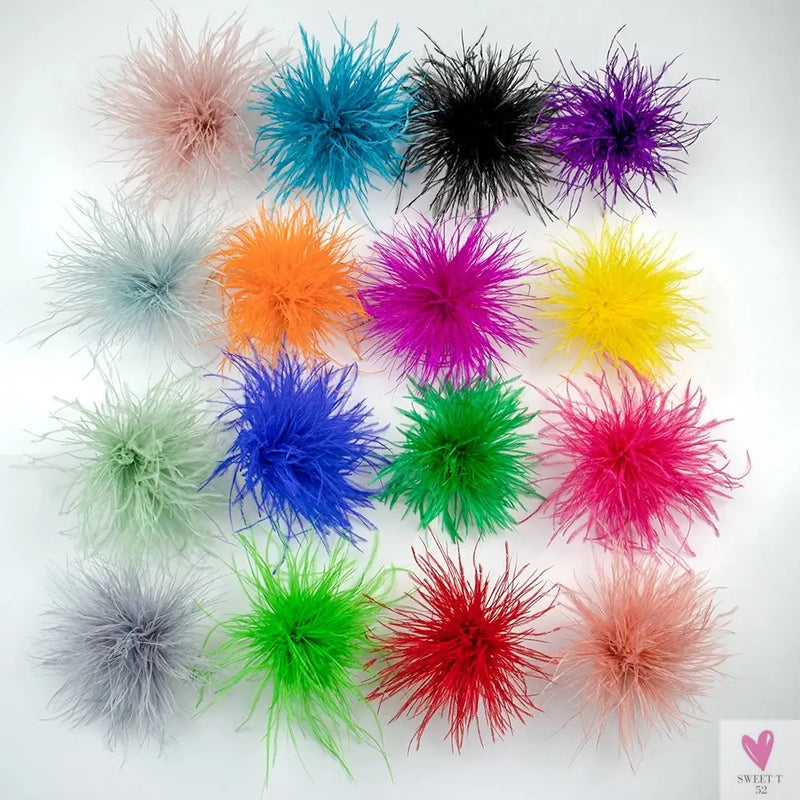 Ostrich Feather Brooch for Clothes or Hair wear - Black/Red Plumes Brooch for Wedding Party, DIY Jewelry or Shoe Decor Sweet T 52