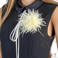 Ostrich Feather Brooch for Clothes or Hair wear - Black/Red Plumes Brooch for Wedding Party, DIY Jewelry or Shoe Decor Sweet T 52