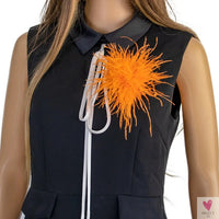 Ostrich Feather Brooch for Clothes or Hair wear - Black/Red Plumes Brooch for Wedding Party, DIY Jewelry or Shoe Decor Sweet T 52