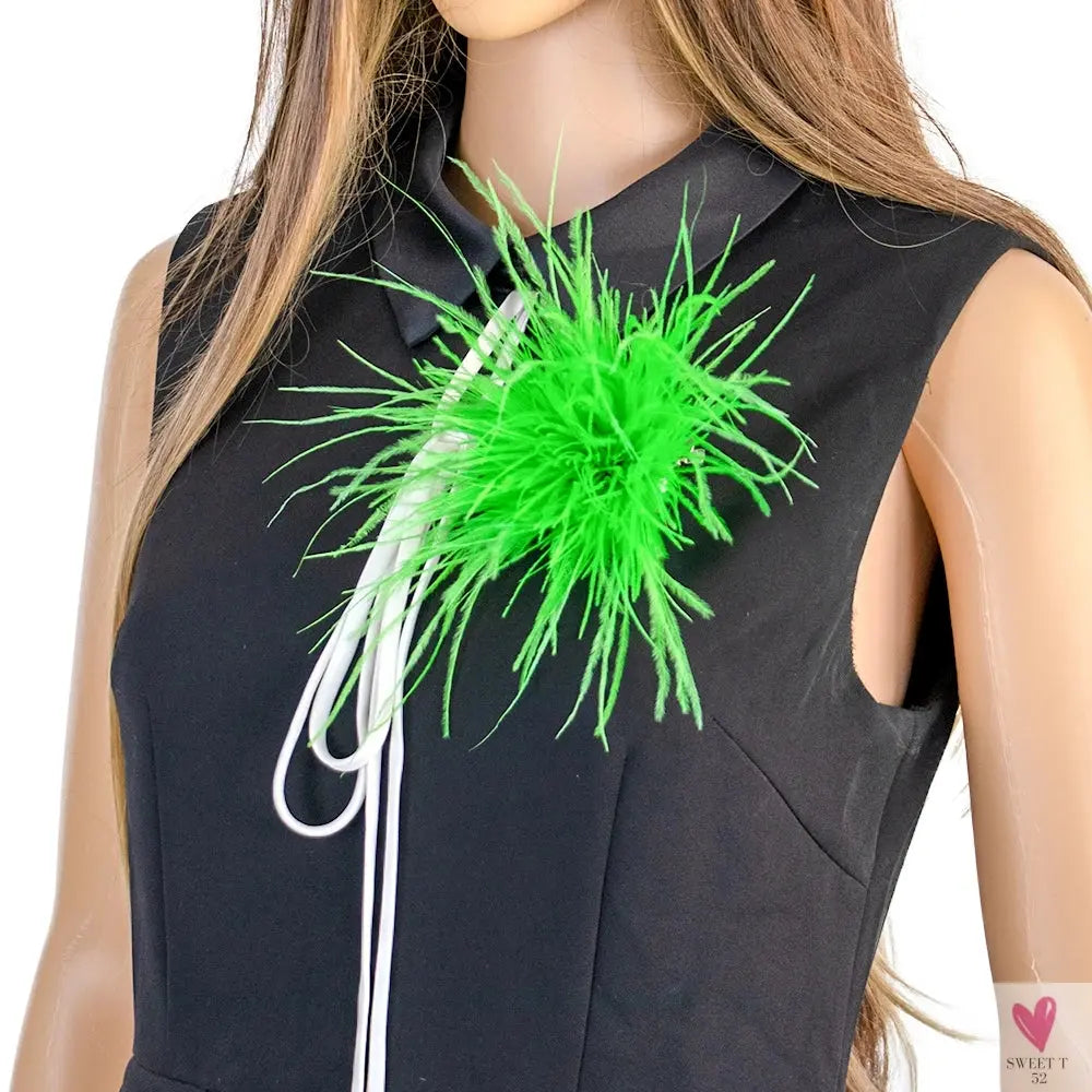 Ostrich Feather Brooch for Clothes or Hair wear - Black/Red Plumes Brooch for Wedding Party, DIY Jewelry or Shoe Decor Sweet T 52