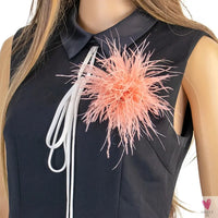 Ostrich Feather Brooch for Clothes or Hair wear - Black/Red Plumes Brooch for Wedding Party, DIY Jewelry or Shoe Decor Sweet T 52