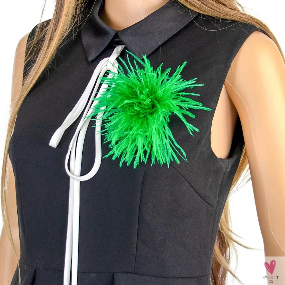 Ostrich Feather Brooch for Clothes or Hair wear - Black/Red Plumes Brooch for Wedding Party, DIY Jewelry or Shoe Decor Sweet T 52