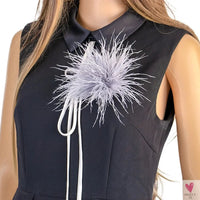 Ostrich Feather Brooch for Clothes or Hair wear - Black/Red Plumes Brooch for Wedding Party, DIY Jewelry or Shoe Decor Sweet T 52