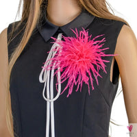 Ostrich Feather Brooch for Clothes or Hair wear - Black/Red Plumes Brooch for Wedding Party, DIY Jewelry or Shoe Decor Sweet T 52