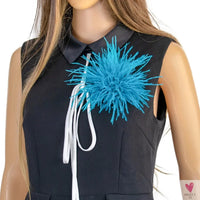 Ostrich Feather Brooch for Clothes or Hair wear - Black/Red Plumes Brooch for Wedding Party, DIY Jewelry or Shoe Decor Sweet T 52