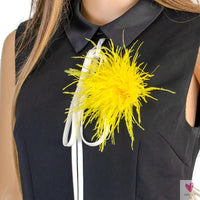 Ostrich Feather Brooch for Clothes or Hair wear - Black/Red Plumes Brooch for Wedding Party, DIY Jewelry or Shoe Decor Sweet T 52