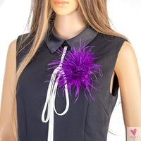 Ostrich Feather Brooch for Clothes or Hair wear - Black/Red Plumes Brooch for Wedding Party, DIY Jewelry or Shoe Decor Sweet T 52