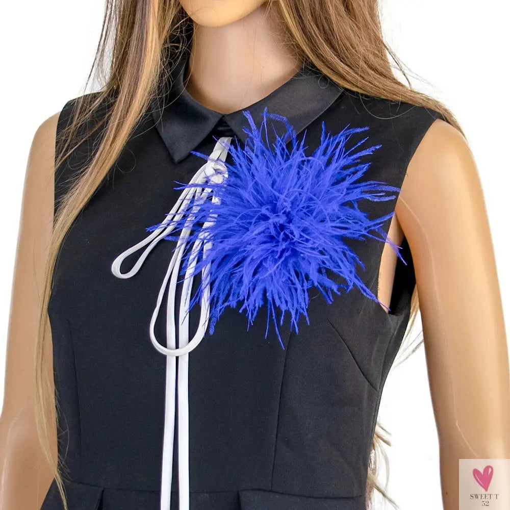 Ostrich Feather Brooch for Clothes or Hair wear - Black/Red Plumes Brooch for Wedding Party, DIY Jewelry or Shoe Decor Sweet T 52