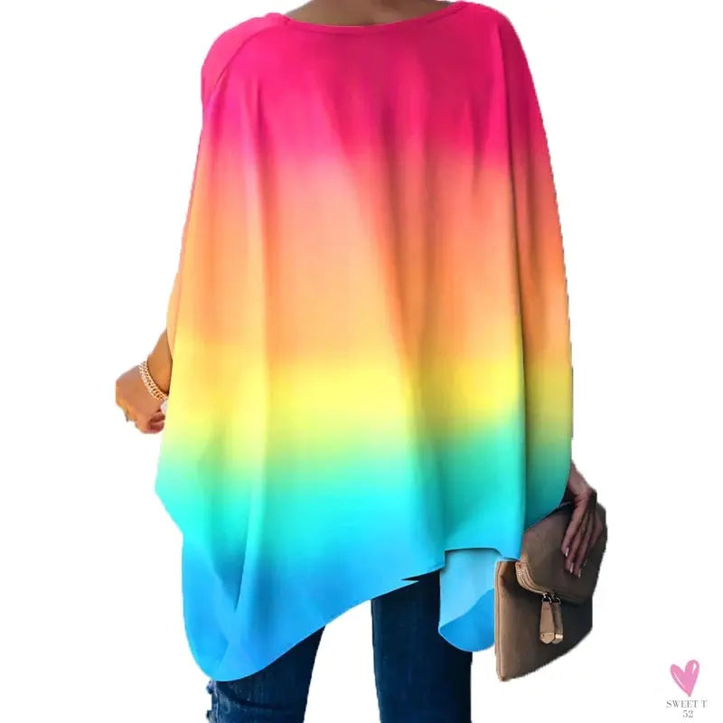 Oversized T-Shirts For Women. Fashion Blouse, Batwing Sleeve T-Shirt, Print Tees, Loose Casual Top Sweet T 52