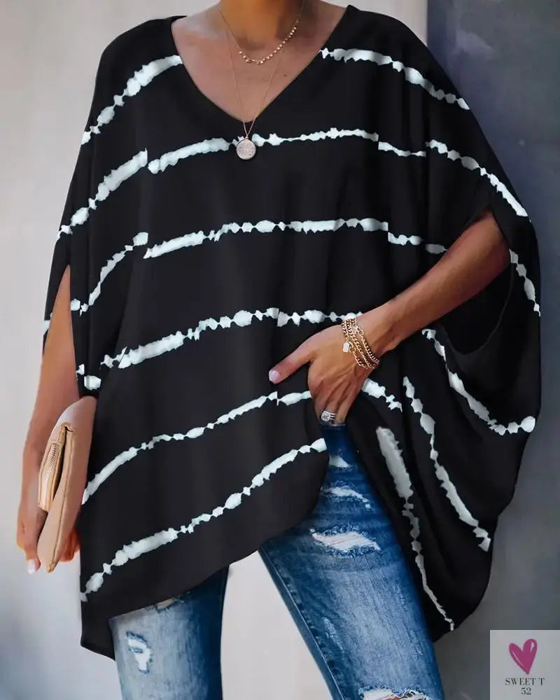 Oversized T-Shirts For Women. Fashion Blouse, Batwing Sleeve T-Shirt, Print Tees, Loose Casual Top Sweet T 52