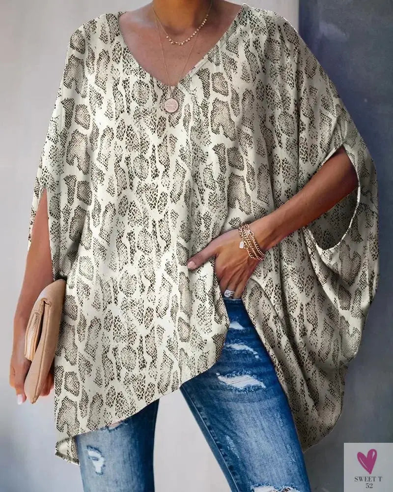 Oversized T-Shirts For Women. Fashion Blouse, Batwing Sleeve T-Shirt, Print Tees, Loose Casual Top Sweet T 52