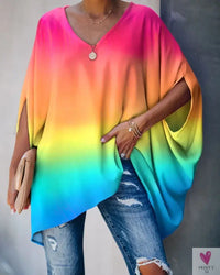 Oversized T-Shirts For Women. Fashion Blouse, Batwing Sleeve T-Shirt, Print Tees, Loose Casual Top Sweet T 52