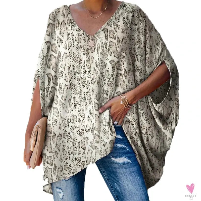 Oversized T-Shirts For Women. Fashion Blouse, Batwing Sleeve T-Shirt, Print Tees, Loose Casual Top Sweet T 52