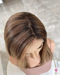 Premium Futura Synthetic Hair lace Frontal wig, Brown/Caramel Blonde Highlights Lace Front Wig, Full Density For Women SWEET T 52