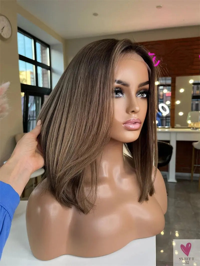 Premium Futura Synthetic Hair lace Frontal wig, Brown/Caramel Blonde Highlights Lace Front Wig, Full Density For Women SWEET T 52