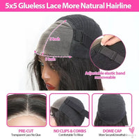 Pretty Salt & Pepper Short Bob - Water Wave Lace Closure Wig. Wear & Go Human Hair Wigs, Pre-Plucked 5x5 Closure for Women Sweet T 52