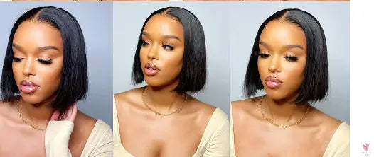 Ready to Wear Glueless Human Hair Wig, HD Lace Straight Short Bob 6x4 Lace Frontal, Pre Plucked Wigs for Women & Girls-hair accessories-SWEET T 52