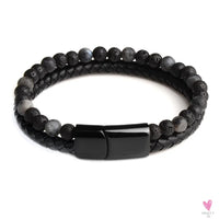 Round/Natural Stone/Genuine Leather/Tiger Eye Beads Bracelet for Men and Women with Magnetic Stainless Steel Clasp-Bracelet-SWEET T 52