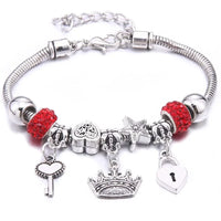 New Charm Bracelet & Bangles Jewelry for Women - White Butterfly Crown Beads "Lobster Clasp" Charm Bracelets