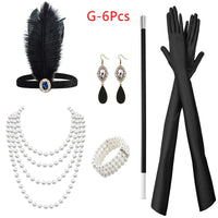 1set 1920's Cosplay Flapper Halloween Charleston Costume 1920s Gatsby Accessories Black Headpiece Great Gatsby Feather Headband Sweet T 52
