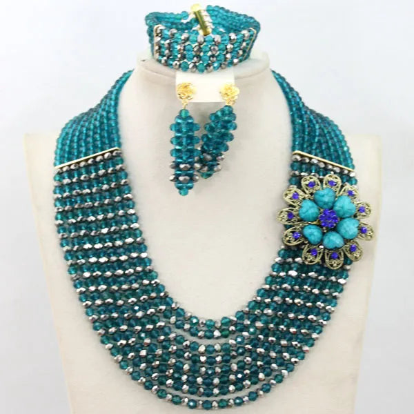 African Beads Jewelry Set Nigerian Wedding African Beads Jewelry Set Crystal African Jewelry Sets  ABJ176