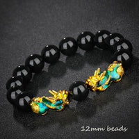 Fashion Jewelry - Obsidian Stone Beads (Attract Wealth) Feng Shui Good Luck Bangle Bracelets