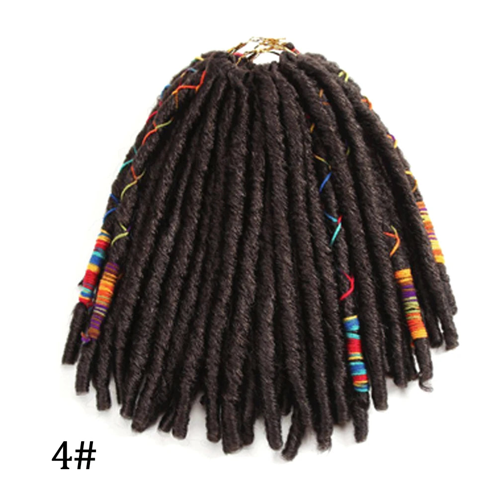 Faux Locks Crochet Hair Natural Hair Extensions Synthetic Crochet Braiding Hair Dreadlocks with Colored Line Short Hair Bundles SWEET T 52