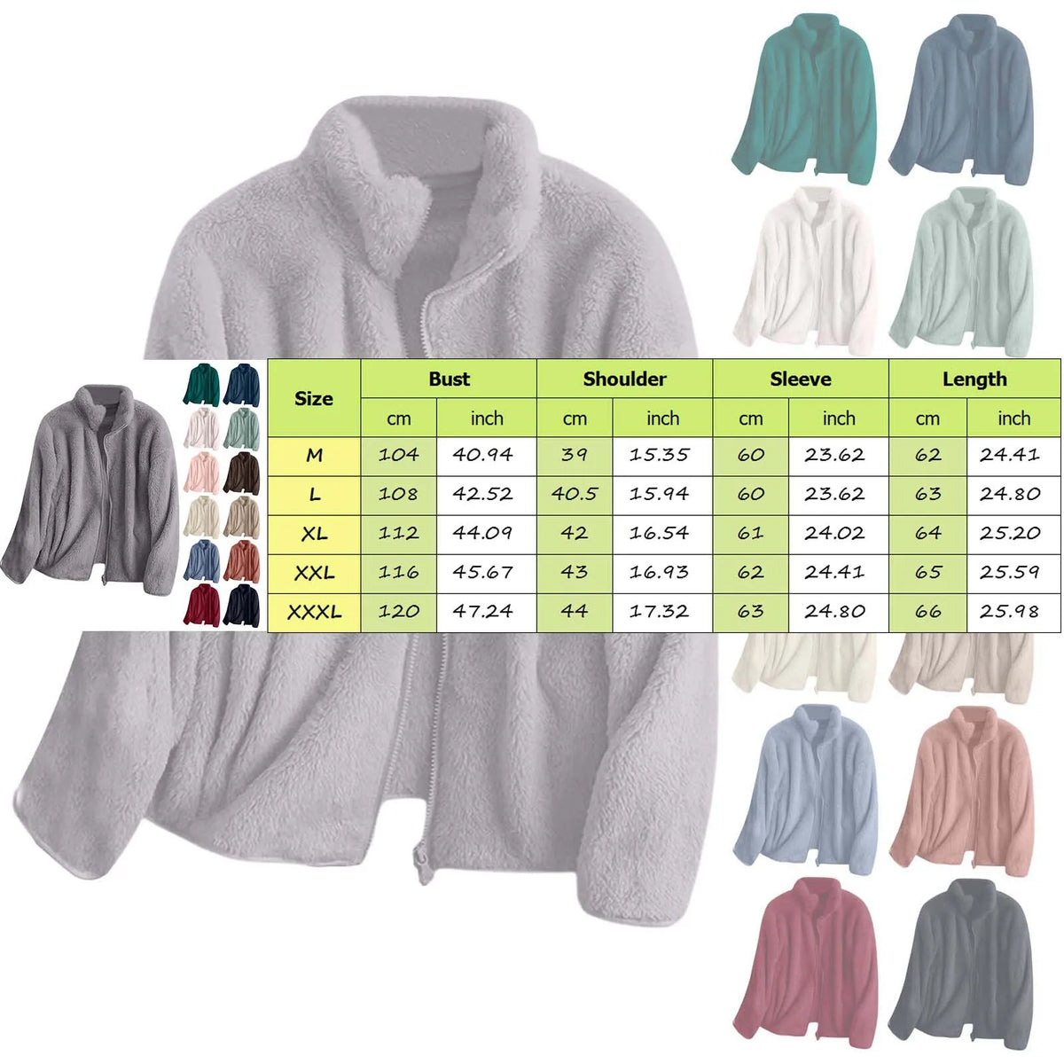 Women's Fluffy Fleece Zip-Up Jacket