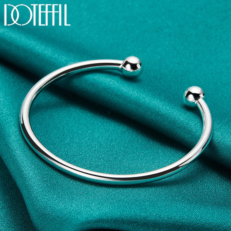 4 mm Bead Bracelet, Marked 925 Sterling Silver