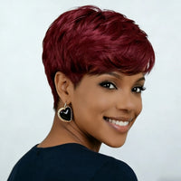 99J Burgundy/613 Pixie Cut Wigs for Women - Short Straight Human Hair Wigs, 6 Inch, Full Machine Made Wigs