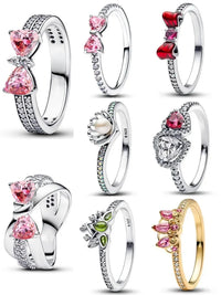 New 925 Silver, Pink, Red Bow, Heart Ring. Suitable for Women & Men. Jewelry Parties/Fashion/Weddings