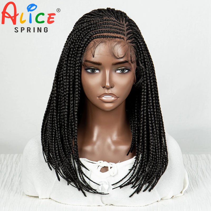 Braided Bob Wig, Synthetic Lace Front Wig, Knotless Box Braided Wig with Baby Hair for Women-hair accessories-SWEET T 52